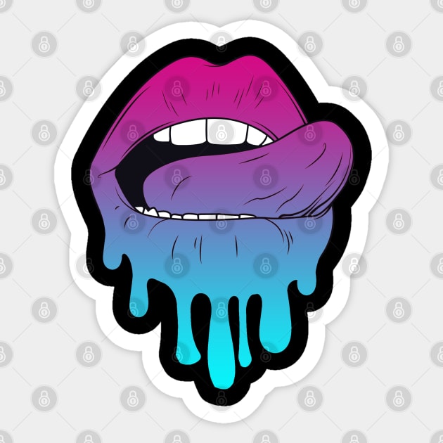 Vaporwave Dripping Lips Tongue Curled Tongue Sticker by aaallsmiles